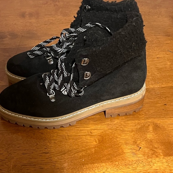 RENVY BLACK SUEDE COMBAT BOOTS - Picture 4 of 4